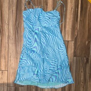 Zara Blue and White Swirl Pattern Dress